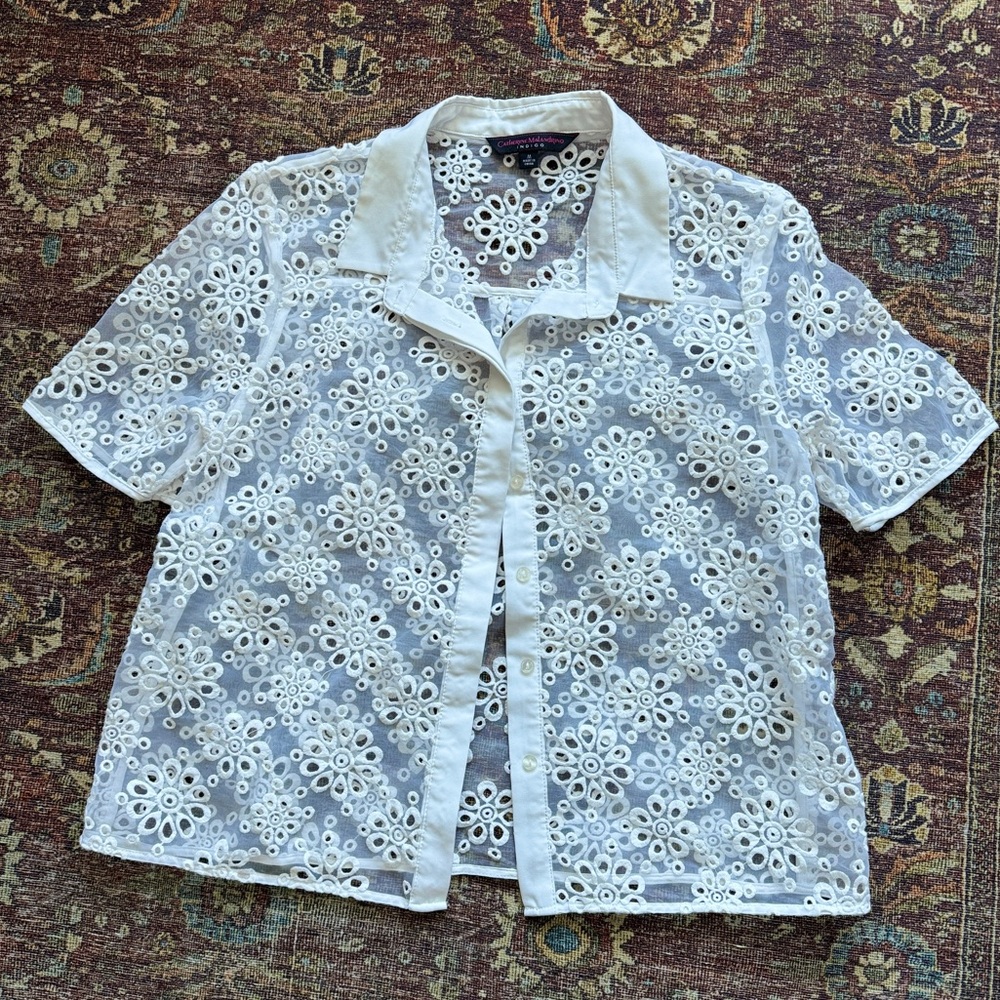 Floral Sheer Button Up Top Boho Chic